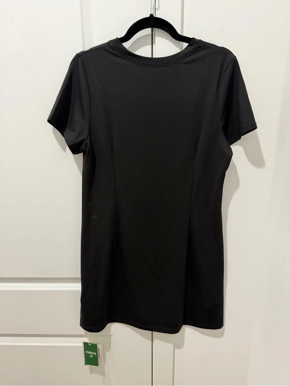 NWT Halara Round Neck Short Sleeve Solid Mini Casaul Tee Dress in Black - Picture 6 of 9